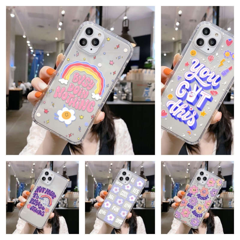การ์ตูนสายรุ้ง รักตาข่าย ซิลิโคน เคส For Iphone 11 15 14 12 13 Pro Max 7 8 Se 2020 7 8 Plus X Xs Max
