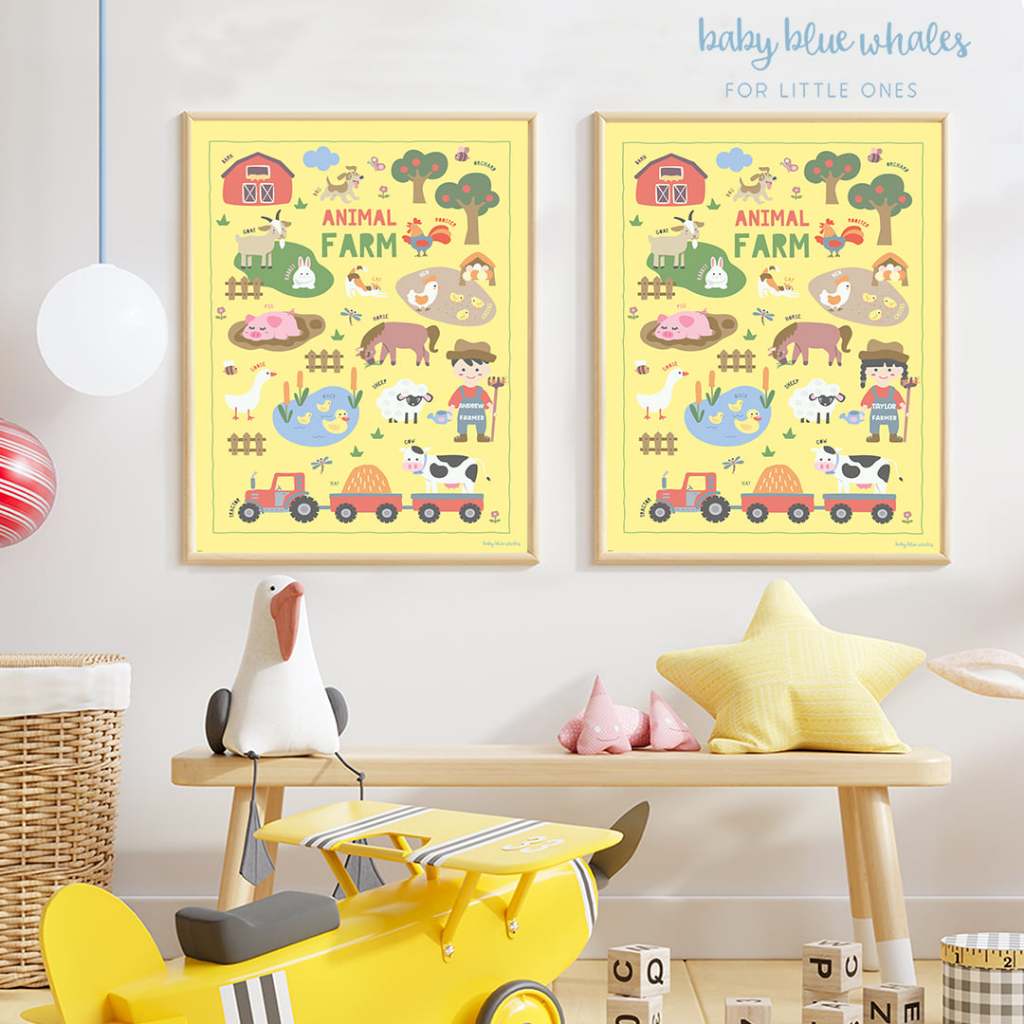 Baby Blue Whales โปสเตอร์สัตว์ฟาร์ม ผู้ชาย ใส่ชื่อได้ / Personalized Fram Animals (Boy) Poster [Pre-Order 7-14 วัน] - รูปที่ 5