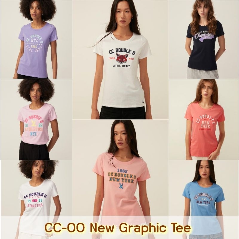 💥cc-ooแท้100%💥เสื้อยืดผู้หญิงลายกราฟฟิก CC-OO คอลใหม่ล่าสุด ไซส์xs-xl