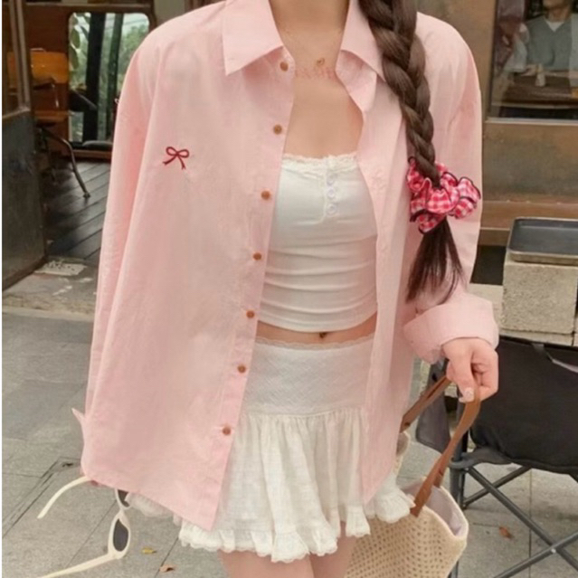 รุ่นใหม่!! เสื้อเชิ้ตน่ารัก แขนยาว สีพาสเทล เกาหลีเกาใจ ผ้าcotton งานสั่งตัดพรีเมี่ยม ใส่ทำงานได้ wanwan clothing