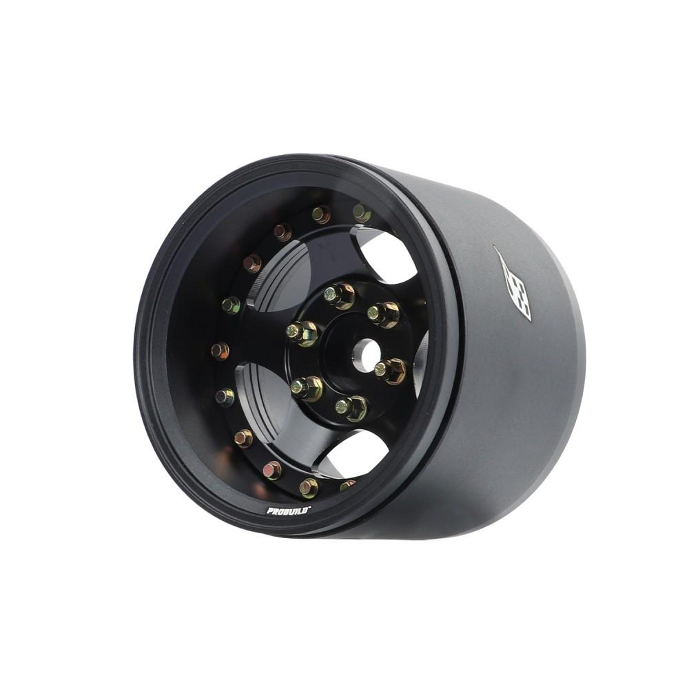 Boom Racing ProBuild™ 1.9" Extra Wide SV5 Adjustable Offset Aluminum Beadlock (2วง) Wheels Part #: BRPB082MBKBK-EW