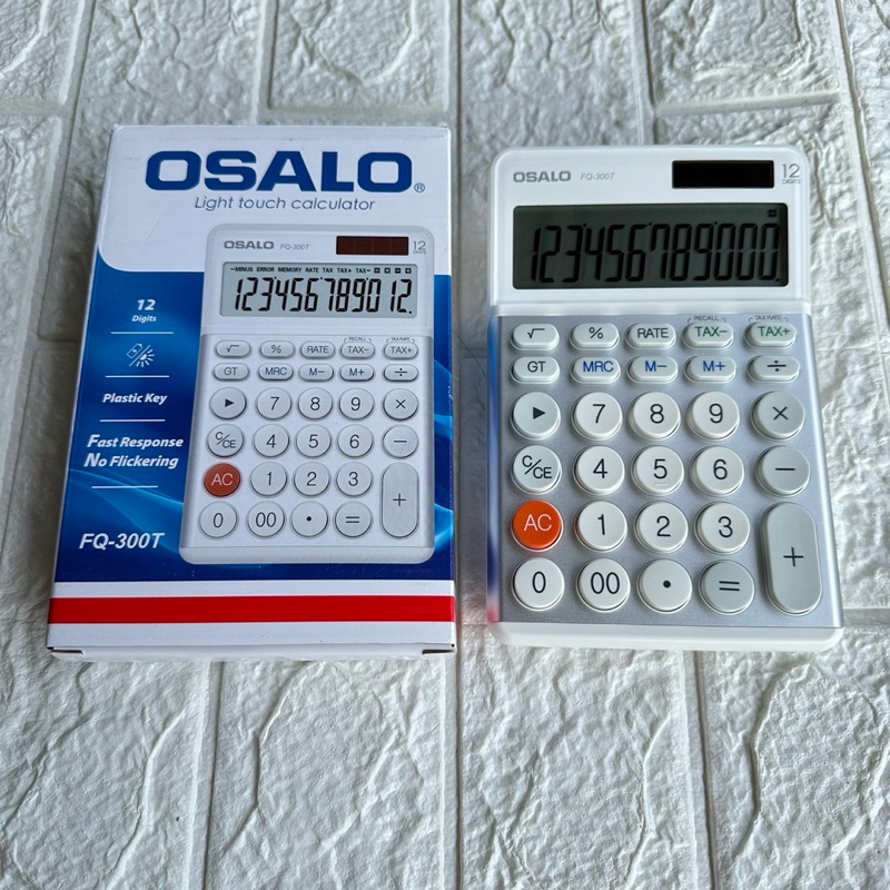 เครื่องคิดเลขตั้งโต๊ะ 12 หลัก  OS FQ-300T ตัวมีระบบTAX ใช้ได้ทั้งแสงและถ่าน ขนาด17*10.5cm.