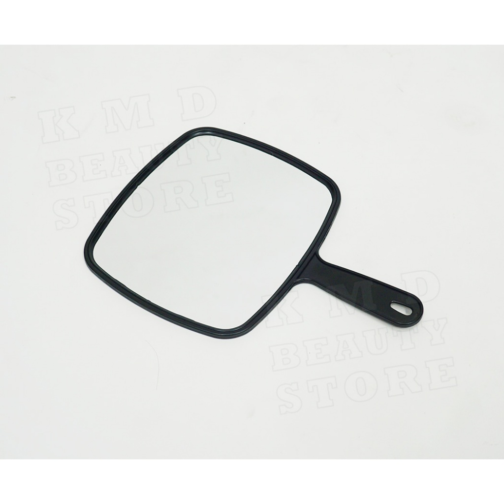 กระจกส่องทรงผม แต่งหน้า ทำผม แบบมีด้ามจับ กว้าง 22 ซม สีดำ มีรูสำหรับแขวนเก็บ บานใหญ่ น้ำหนักเบา - รูปที่ 2