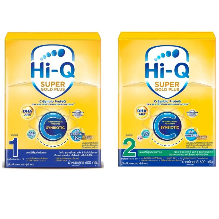 Hi-q super gold plus-cไฮคิว ซูเปอร์โกลด์ พลัส ซี เหมาะสำหรับเด็กผ่าคลอด สูตร1 และ สูตร2 ขนาด 600กรัม