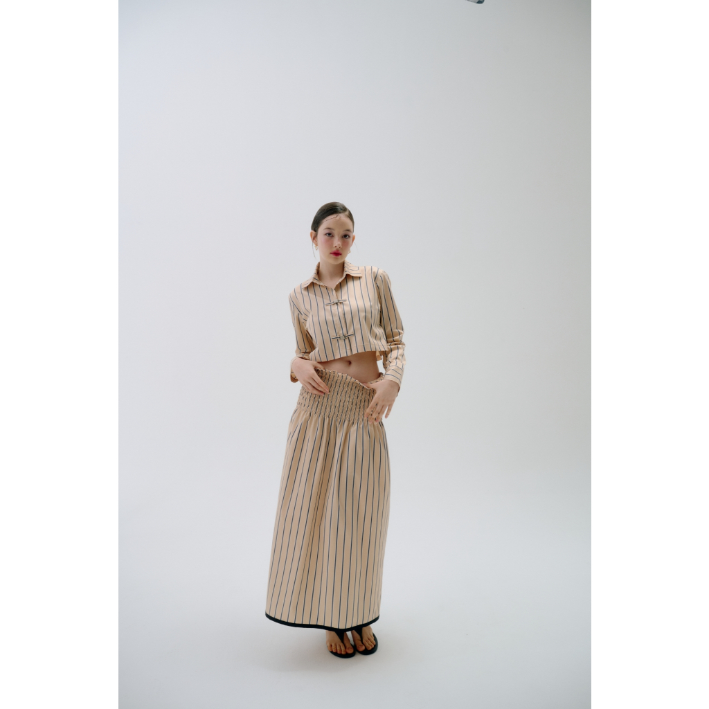 DEARDARLING MIKA SMOCKED MIDI SKIRT กระโปรงสม็อคผ้าคอตตอน