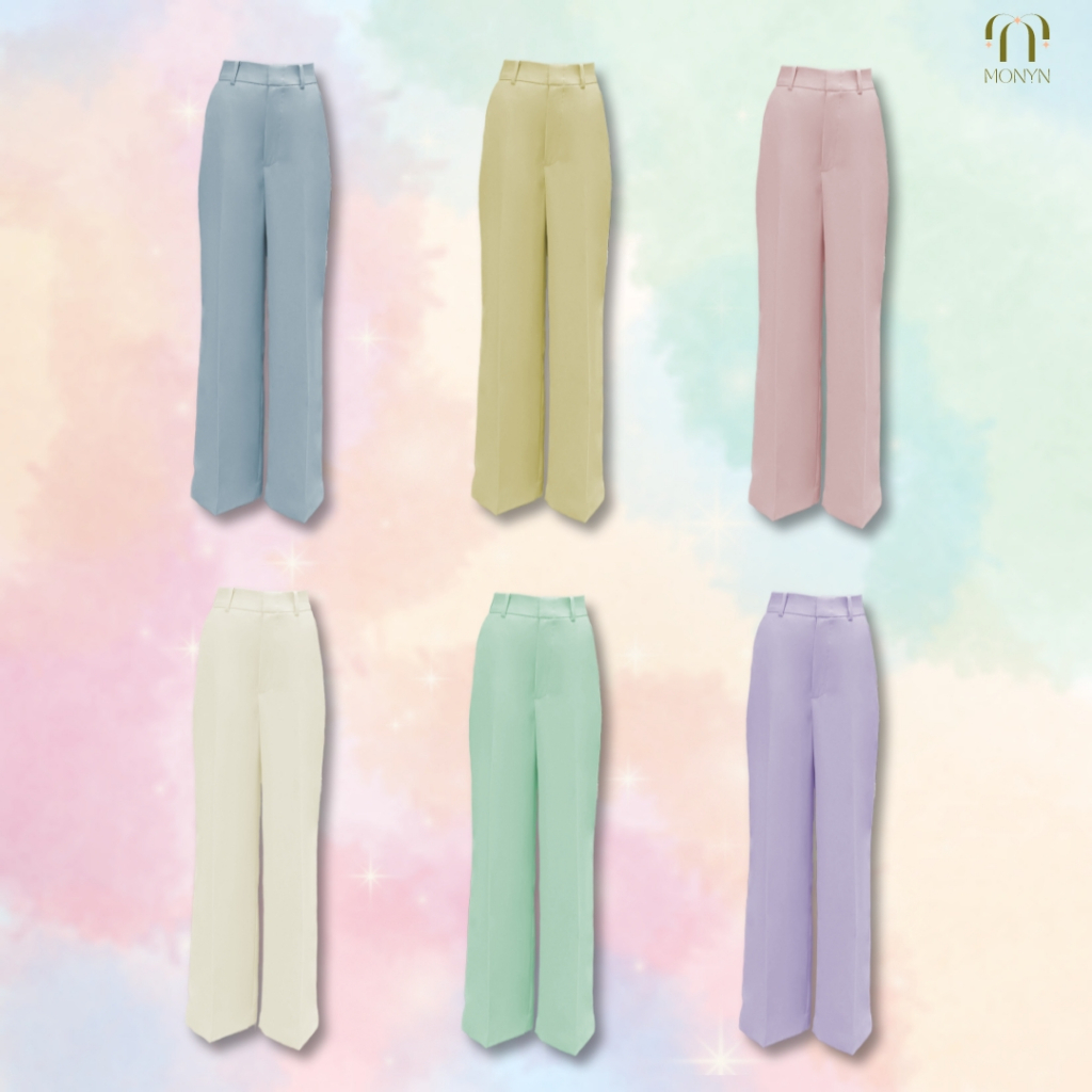MONYN Pastel Trousers กางเกงขายาว สีพาสเทล ทรงกระบอก เรียบง่าย ใส่สบาย