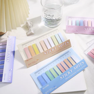 Sticky Notes Index แฟ้มไม้บรรทัด แบบกระดาษ มีกาวด้านหลัง เขียนได้ ไม่กันน้ำ มี 10 สี สีล่ะ 20 ชิ้น