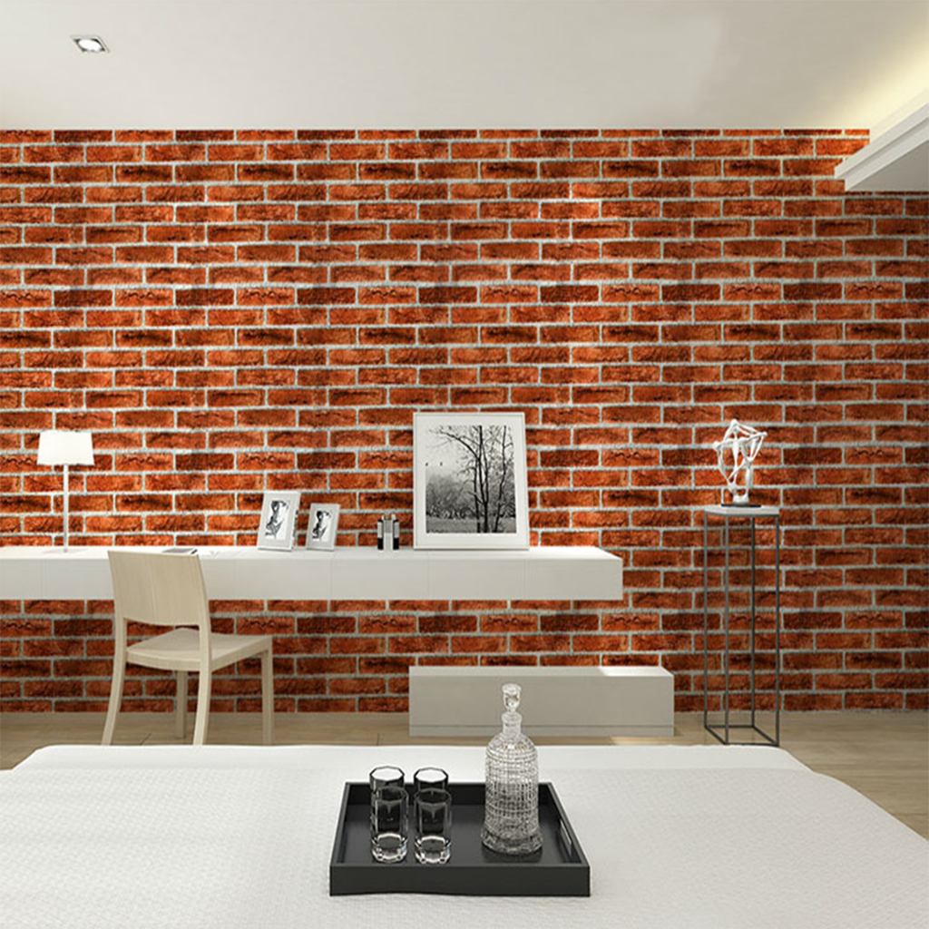 วอลเปเปอร์ติดผนัง ลายอิฐ ขนาด0.45×9-10m ติดง่าย มีกาวในตัว สติกเกอร์ติดผนัง วอลเปเปอร์ติดผนังบ้าน Wallpaper sticker PVC
