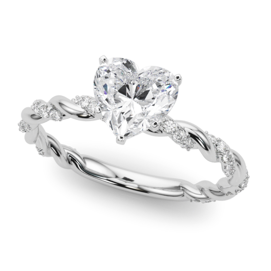 แหวนเพชร รูปหัวใจทองคำ 9K Heart 1 ct D VVS2 Lab Grown Diamond Solitaire Ring - White Gold 9K พร้อมใบ