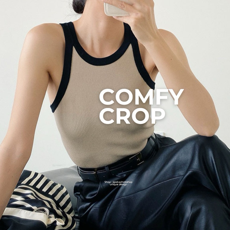 (พร้อมส่ง) JIPATACHOBSHOP comfy crop เสื้อสายเดี่ยว