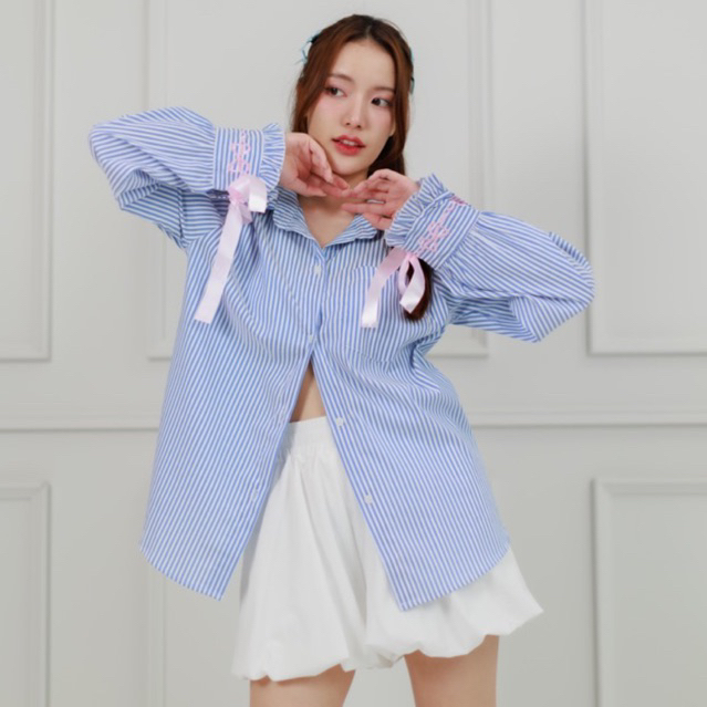Marchroom.bkk - Bow tie shirt (dark blue)