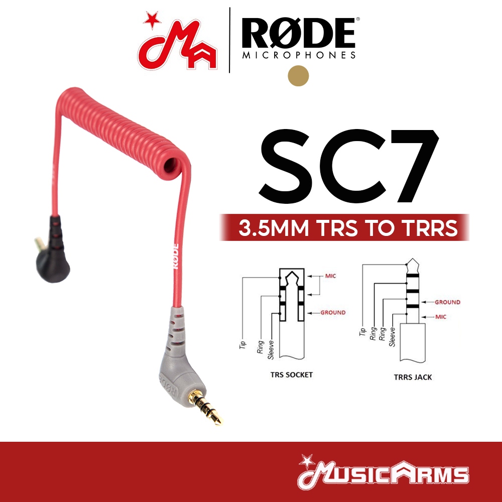 [ใส่โค้ดลด1000บ.] Rode SC7 สายต่อไมค์ TRS ต่อมือถือ TRRS +ประกันศูนย์ไทย 1ปี Music Arms
