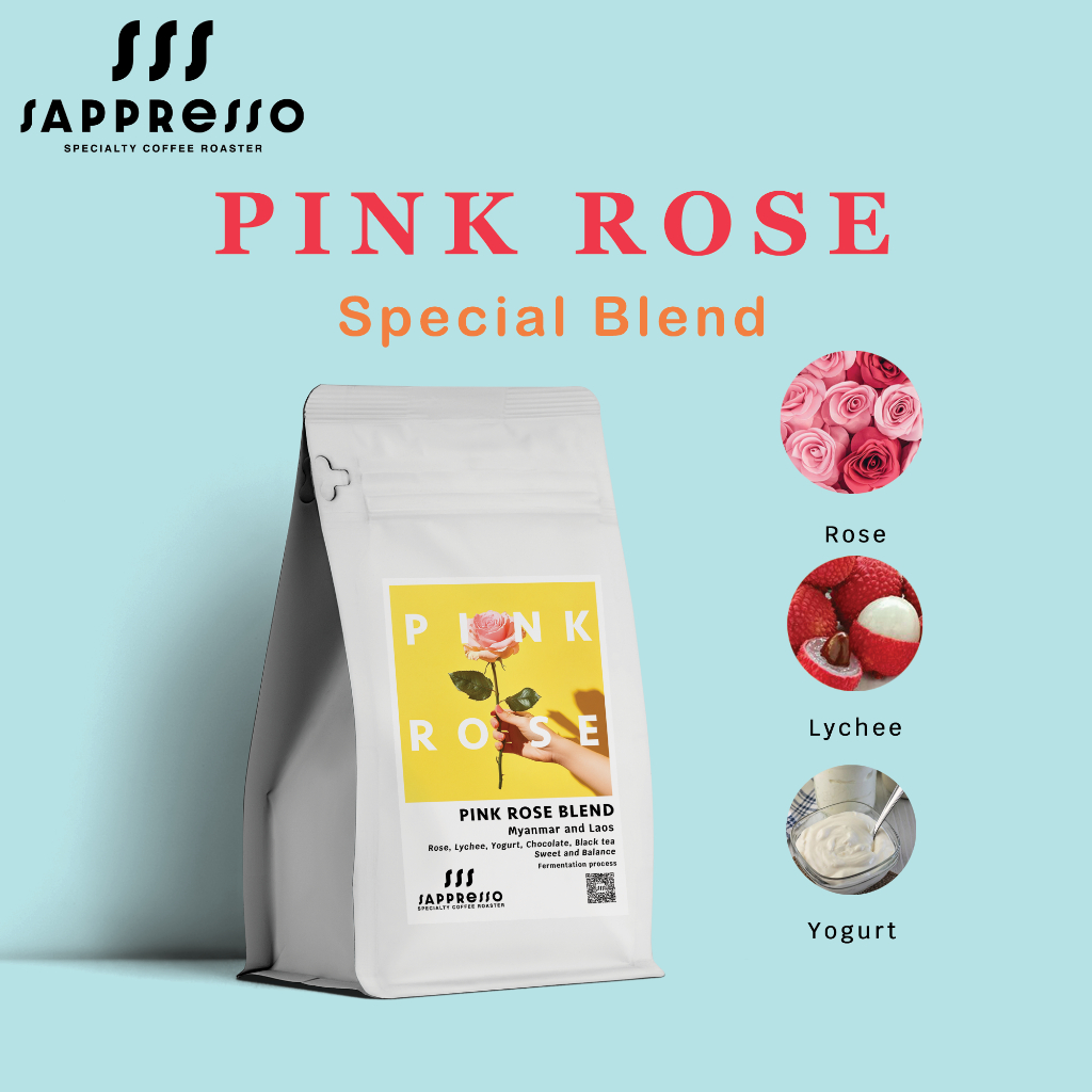 เมล็ดกาแฟคั่วเบลนพิเศษ Pink rose, Strawberry, Blueberry (Fermentation process)