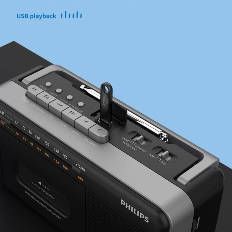 ( พรีออเดอร์ ) PHILIPS เครื่องเล่นเทปคาสเซ็ท, วิทยุ AM-FM, USB / Portable Cassette Player TAR3568 ราคา ถูกที่สุด ดีลบีเคเค แกลเลอรีภาพที่ 4