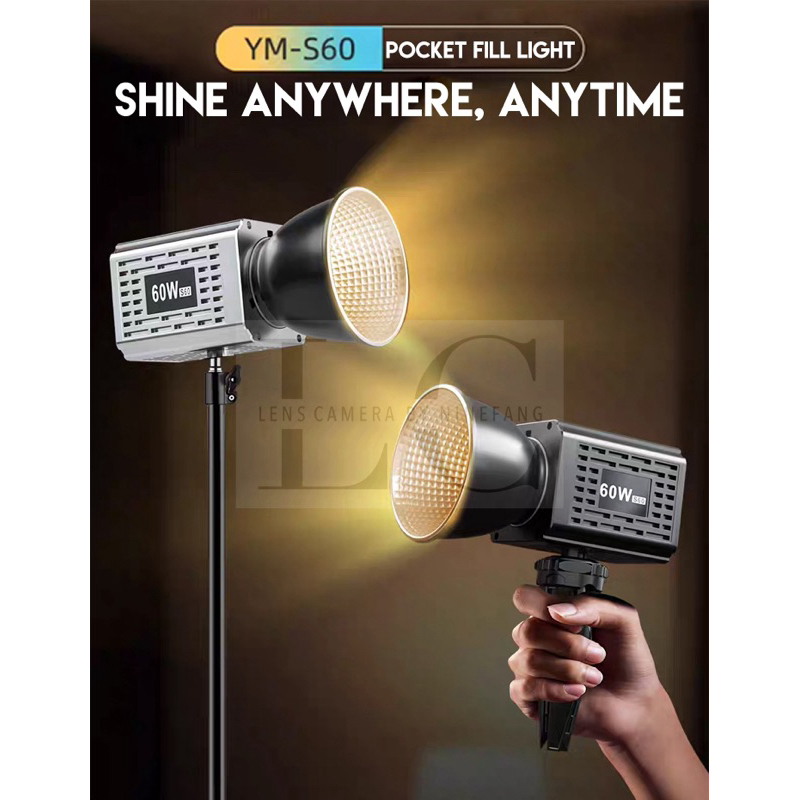 ไฟสตูดิโอ ไร้สาย YM-S60 LED 60W Handheld Photography Fill Light 60วัตต์ ไลฟ์สด บิวอินแบต เปิดได้4ชม.