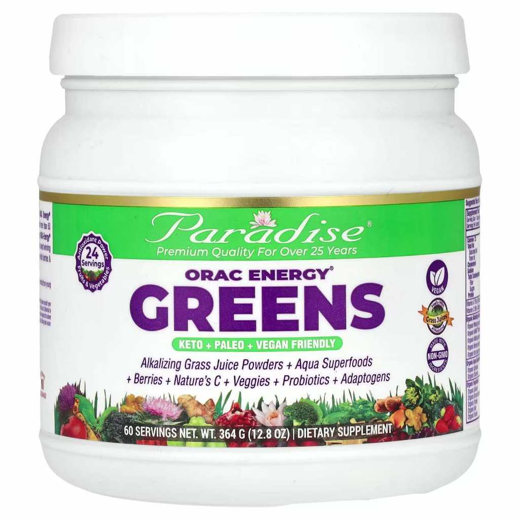 🔥ต้านอนุมูลอิสระ ORAC สูง 40000🔥 Paradise Herbs ORAC Energy Greens ผงผัก 12.8 oz (364g) (exp.06/28)