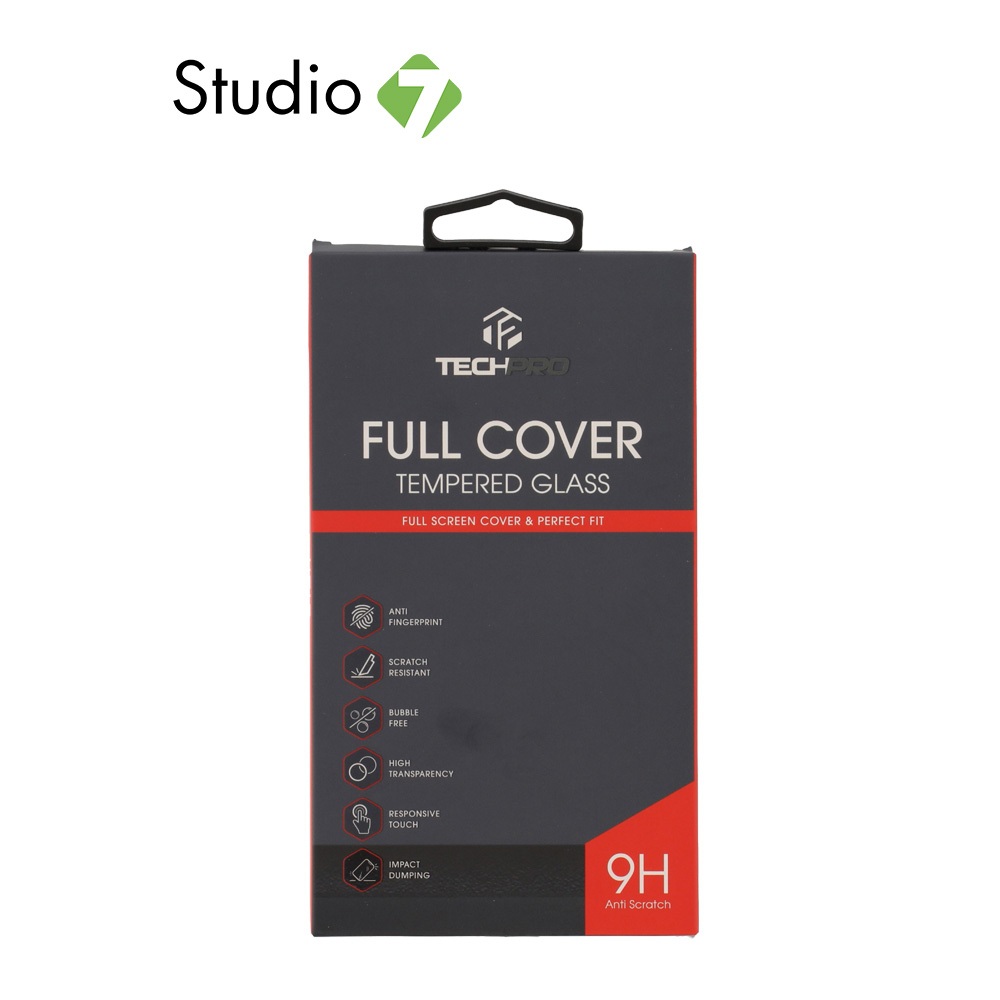 ฟิล์มกันรอย TECHPRO TG FF iPhone 16 Pro Black (F+B) by Studio7