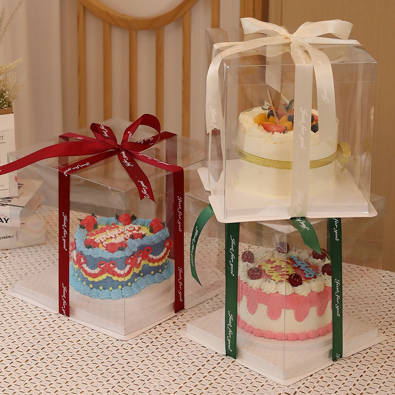 กล่องเค้กใสทรงสูงฐานสีขาว 4นิ้ว/6นิ้ว/8นิ้ว/10นิ้ว - รูปที่ 4