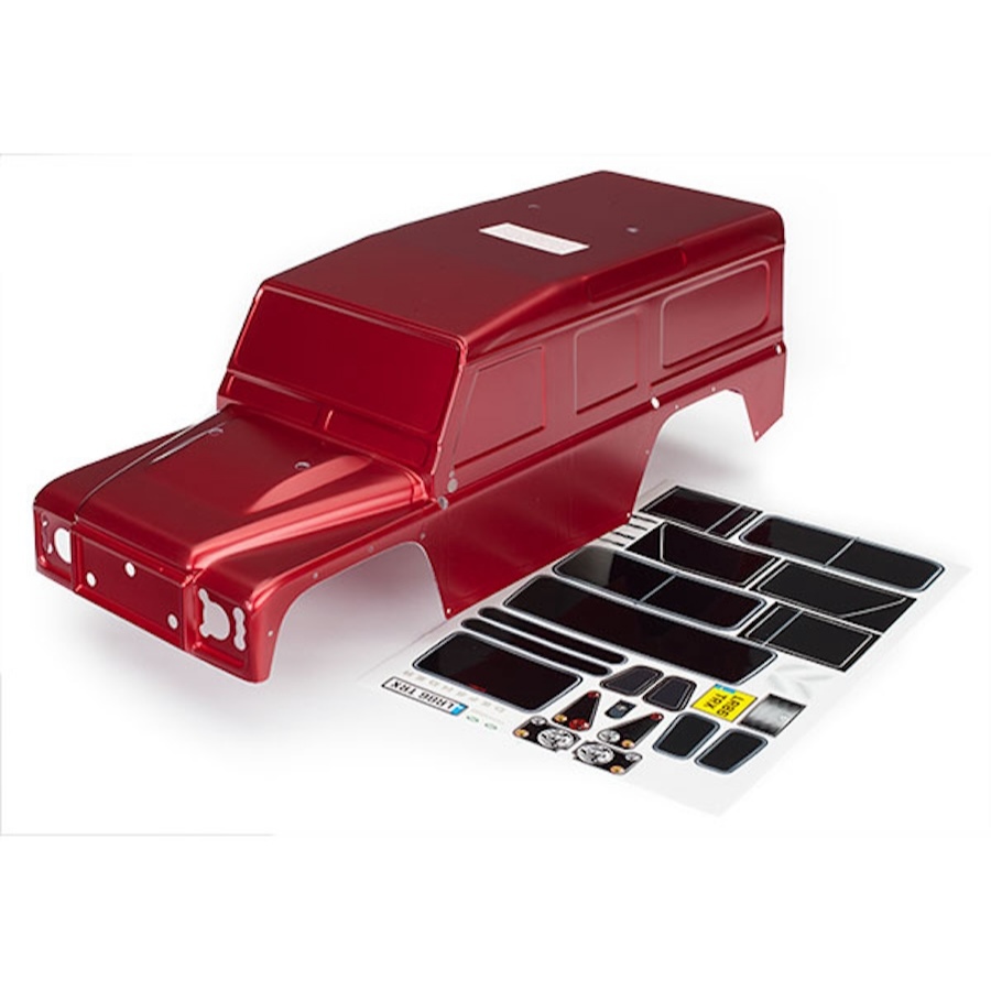 8011R Body, Land Rover Defender, red (painted)/ decals TRX-4