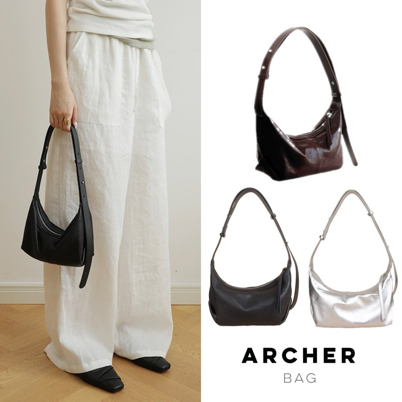 (ร้านไทย—มีพร้อมส่งค่ะ) กระเป๋าหนังแกะพรีเมี่ยม archer bag (สะพายไหล่+ครอสบอดี้ได้) | justmoment