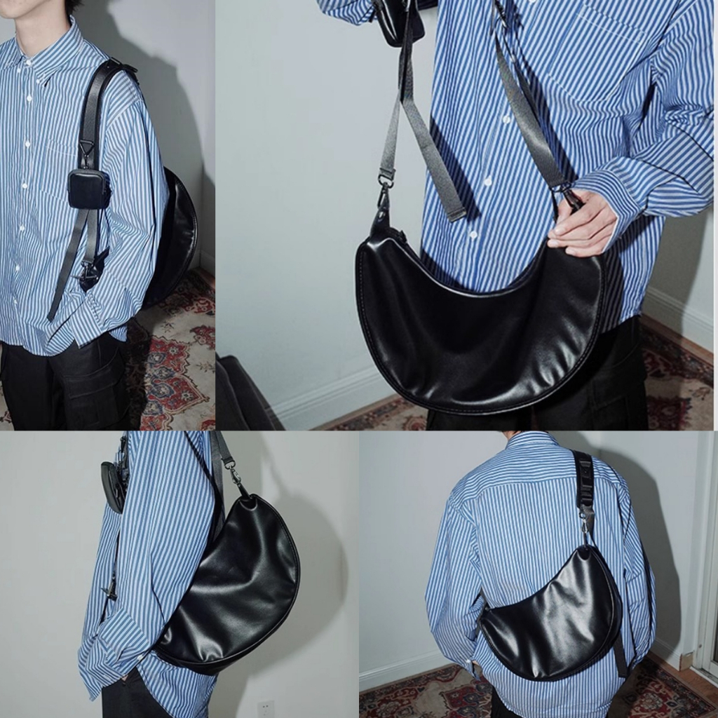✨Z.YOOO✨ กระเป๋าสะพายข้างผู้ชาย กระเป๋าหนังสะพายไหล่ ใช้ได้ทั้งชายและหญิง สไตล์เรียบง่ายทันสมัย - รูปที่ 2