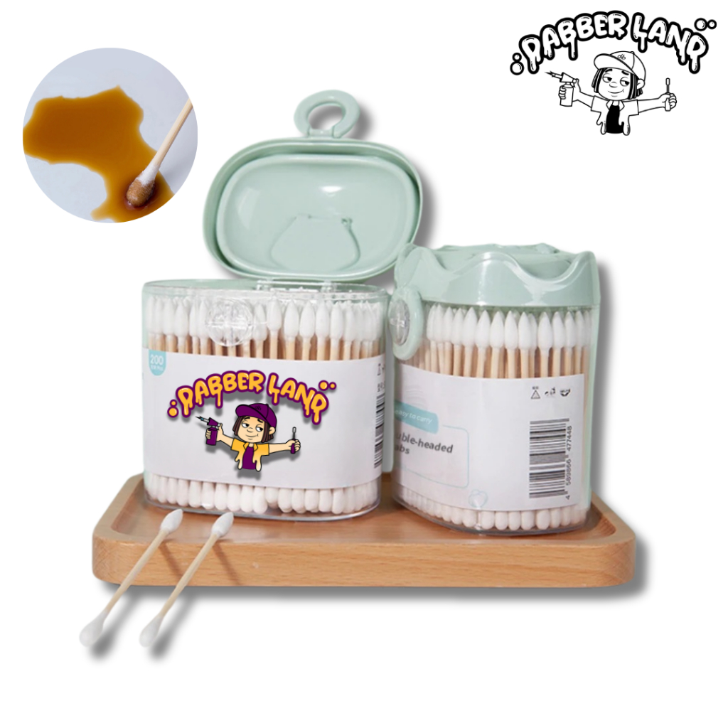Dabber Land ไม้พันสำลี Cotton 100% ก้านยาว 3 นิ้ว 200 ก้าน /กล่อง สำลีพันก้านทำความสะอาด Quartz Banger
