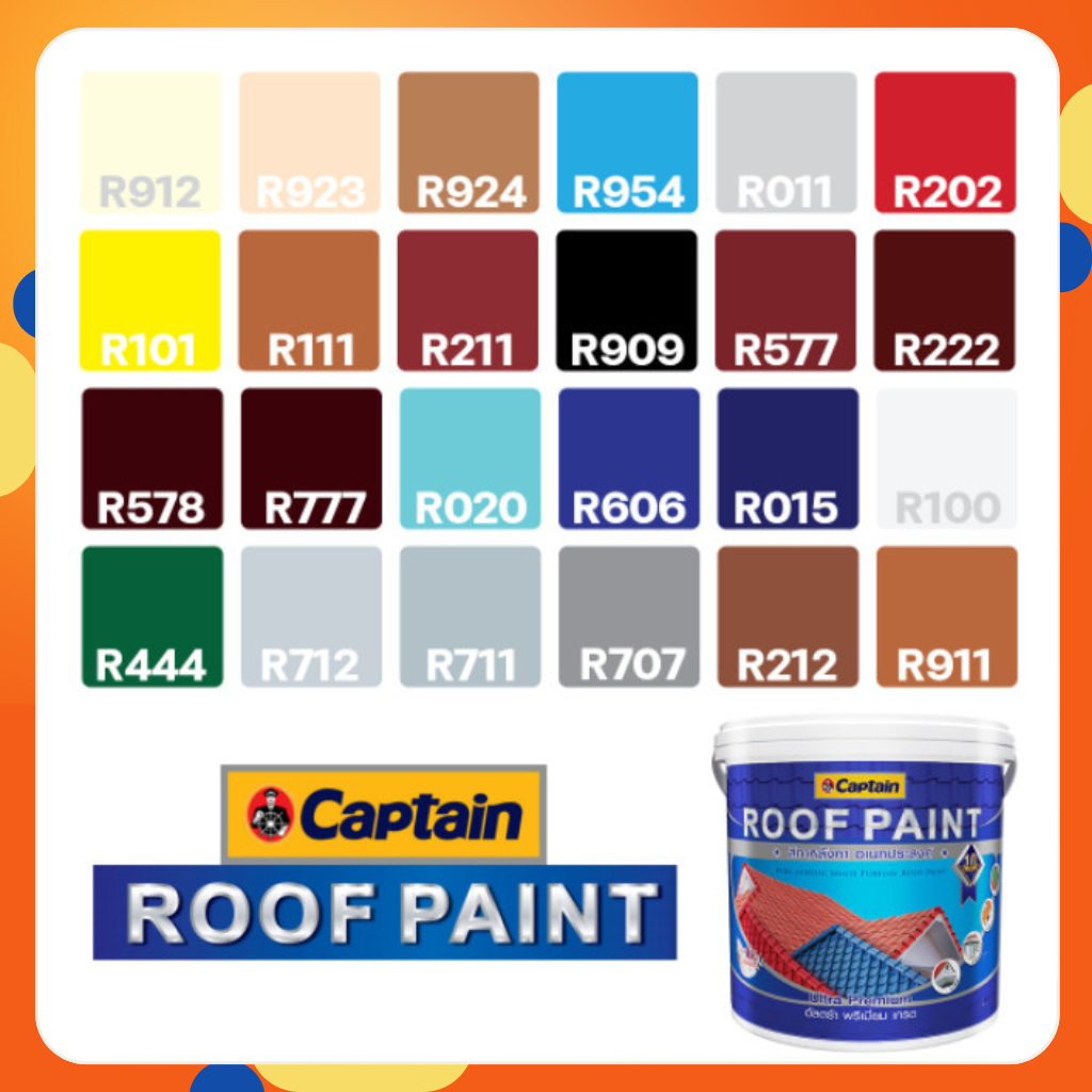 สีทาหลังคา Captain สีอเนกประสงค์ สีทาหลังคา สีทาพื้น สีทาอิฐตัวหนอน สีทาผนัง ขนาด 3.78 ลิตร