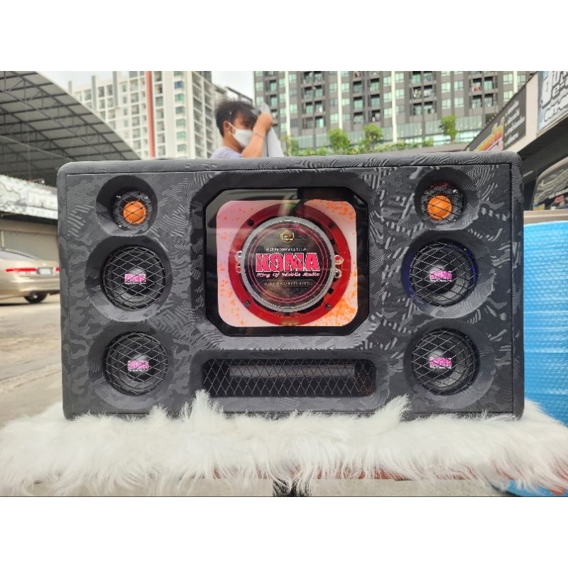 บลูทูธโคม่า6.5"หล่อคาราโอเกะ กลาง3"โคม่า2คู่ไฟ2ระบบโชว์หลัง(แบต6s19v.15A.)