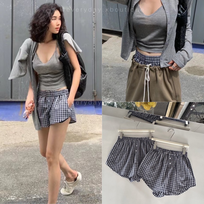 🔖𝗖𝗢𝗧𝗧𝗢𝗡 𝗣𝗟𝗔𝗜𝗗 𝗦𝗛𝗢𝗥𝗧 𝗣𝗔𝗡𝗧𝗦🖤(330฿) เทรนด์นี้กำลังมา! กางเกงขาสั้นลายสก็อต onseason