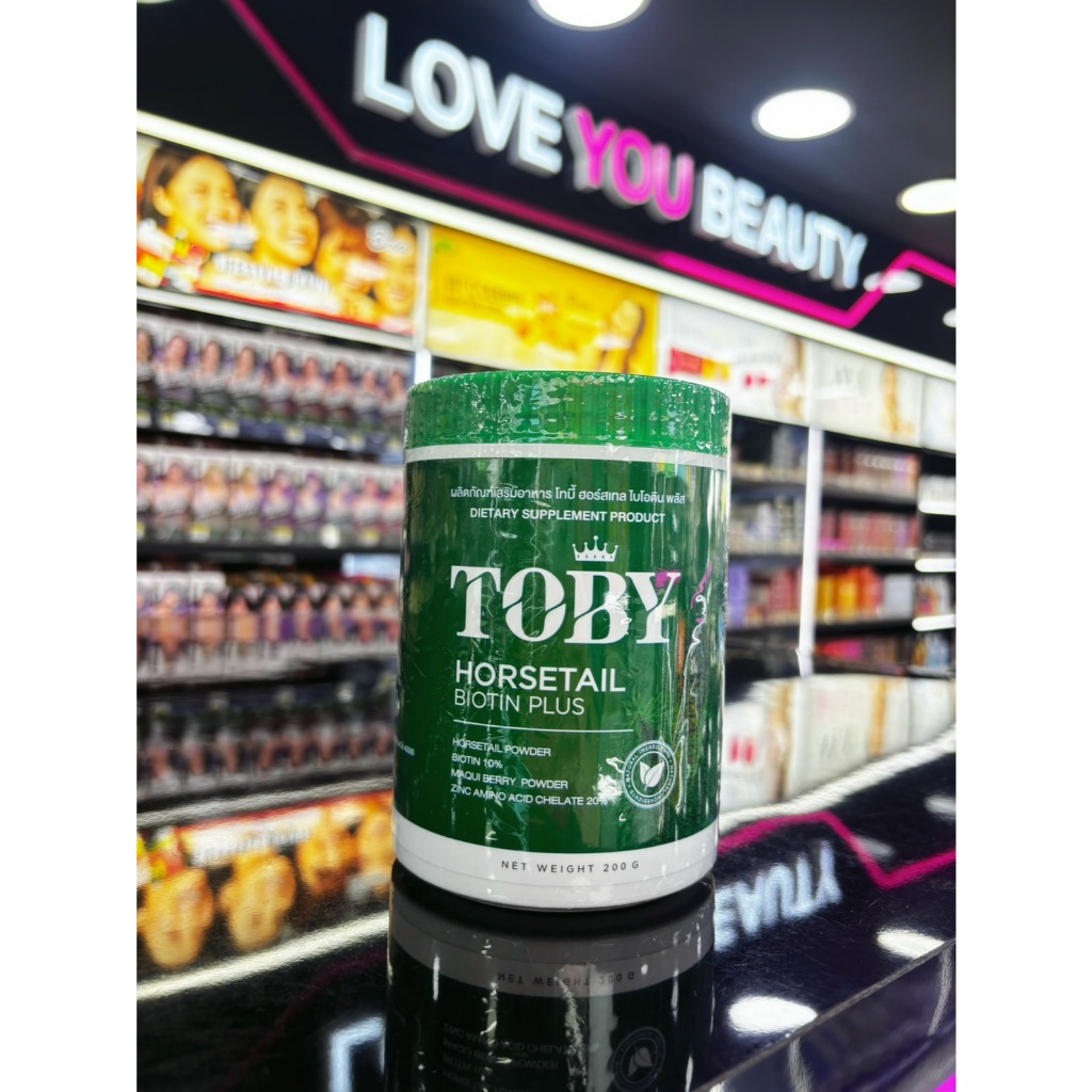 โทบี้น้ำชง โทบี้ หญ้าหางม้าผสมไบโอติน TOBY Horsetail Biotin Plus แท้100% ลดผมร่วง เพิ่มผมหนา 200g.