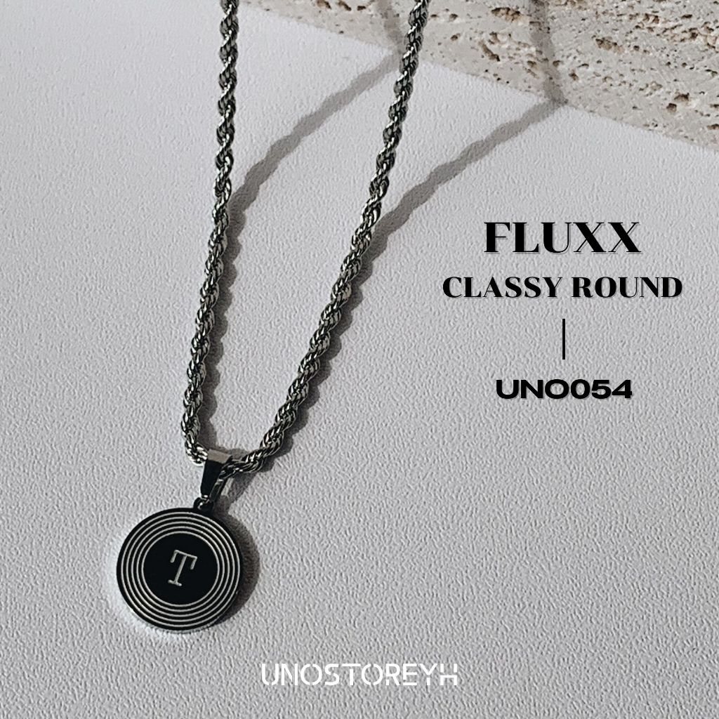 UNO054🔥”สร้อยคอ Fluxx จี้รุ่น Classy Round” สแตนเลสแท้ทั้งสร้อยคอและจี้ สร้อยจี้ตัวอักษร