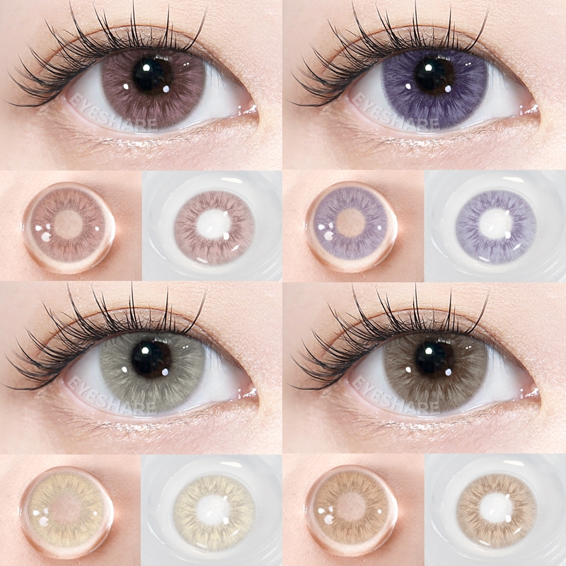 Eyeshare【ใหม่】1 คู่/2 เม็ด Seattle ซีรีส์ คอนแทคเลนส์ สีม่วง สีชมพู สีน้ำตาล สีเทาใช้ได้ หนึ่งปี 14.2 มม. คอนแทคเลนส์สี