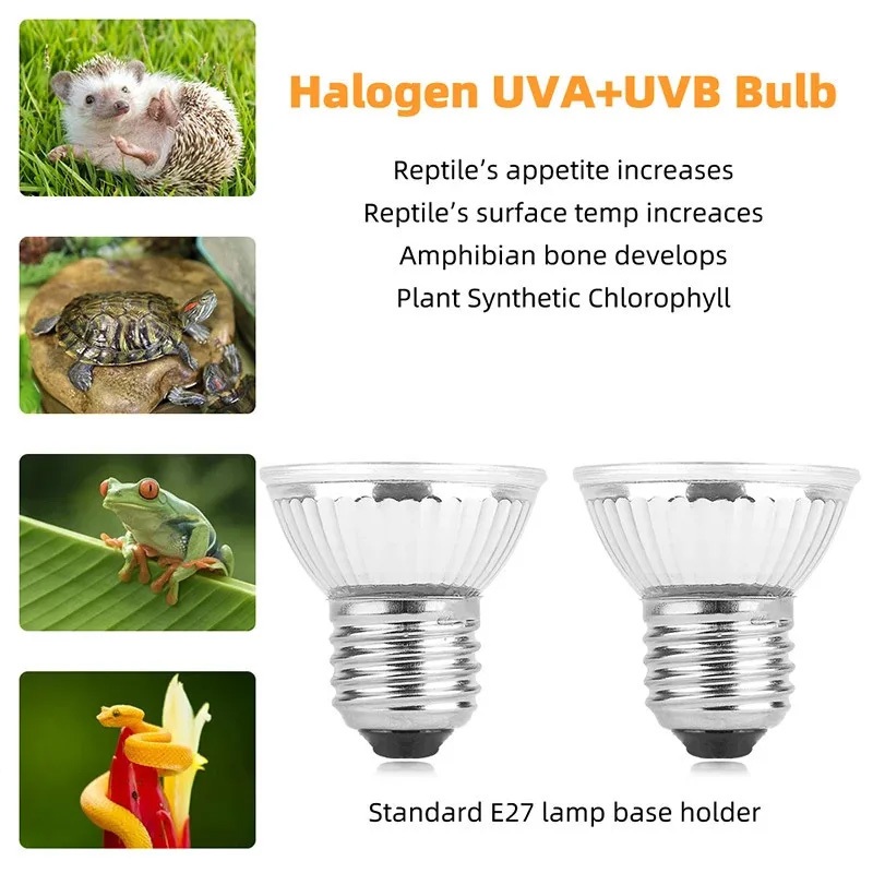 coralcoveshop ชุดขั้วหลอดไฟ E27 หลอดไฟให้ความร้อน UVA​/UVB​ สำหรับสัตว์เลื้อยคลาน 220v