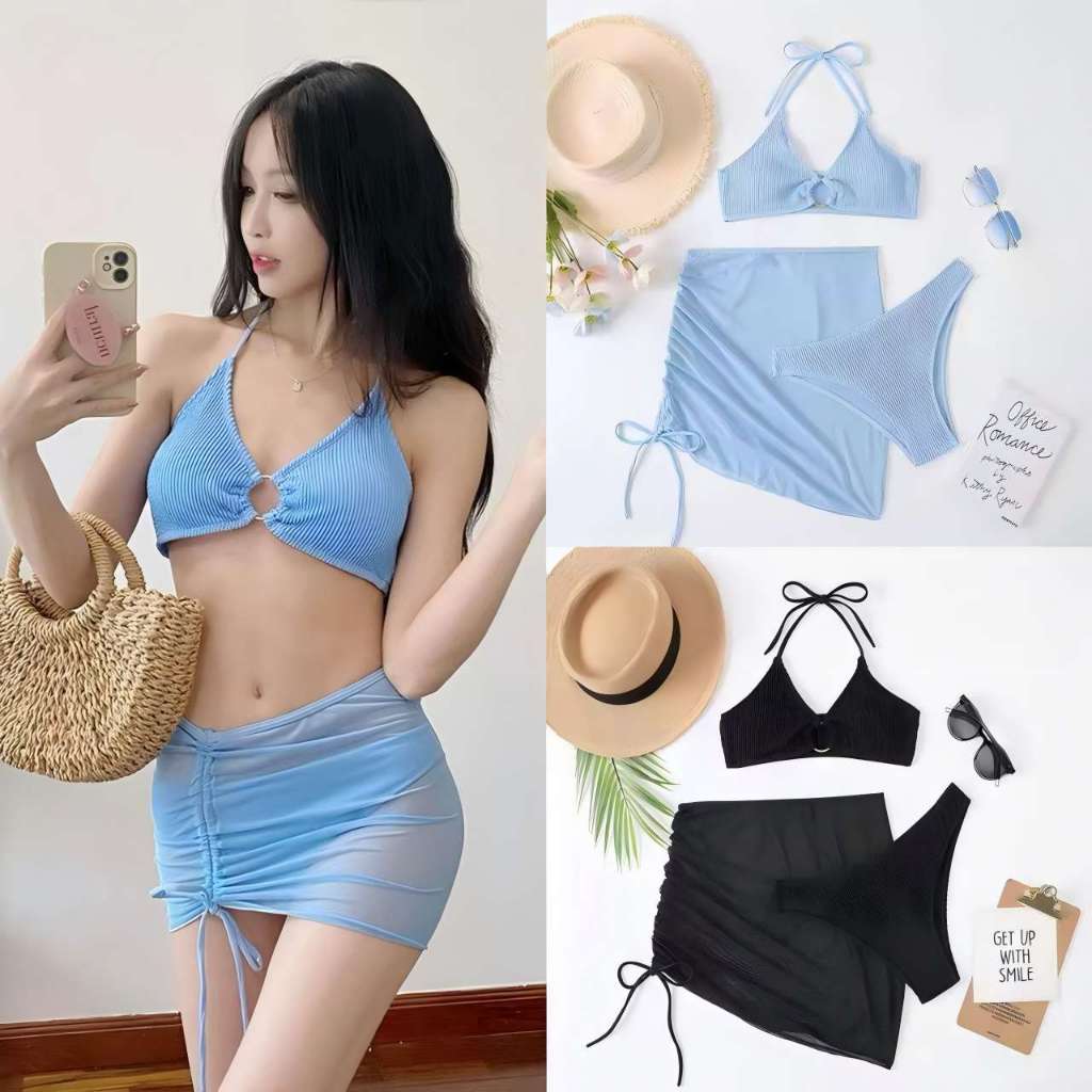 Swift Bra Sexy bikini ชุดว่ายน้ำสตรี บิกินี่ เซต 3 ชิ้น บิกินี่+กระโปรง ผ้าเนื้อดี เหมาะสำหรับสาวๆ