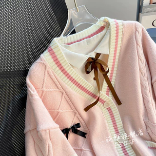 Veewink พร้อมส่งจากกทม เสื้อแจ็กเก็ตกันหนาว แขนยาว ผ้าถัก สไตล์ใหม่ แกนปั่นด้าย คอวี JK เครื่องแบบกับเสื้อกันหนาว