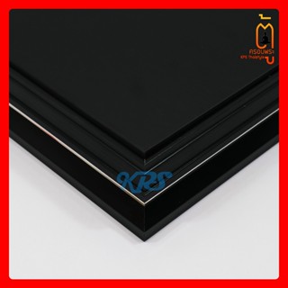 ฐานรองพระสีดำคาดเงิน ฐานสไตล์มินิมอล ผ้าหยังPUสีดำ