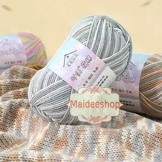 ไหมพรมคอตตอน+อะคริลิค 4Plyสีเหลือบ น้ำหนัก 50กรัม Cotton Acrylic Yarn ไหมพรมนุ่มๆ ไหมพรม4ply ไหมพรมสีสลับ ไหมพรมสีเหลือบ