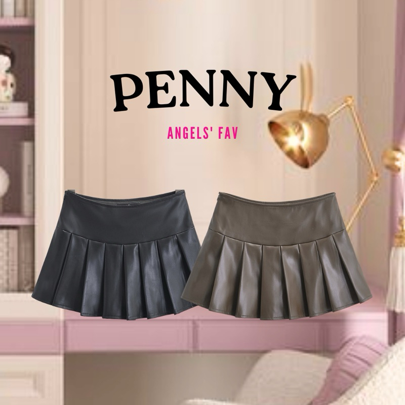 ANGELS.FAV♥︎ | กระโปรงเอวสูง รุ่น PENNY ผ้าหนังอย่างดี ✨☕️