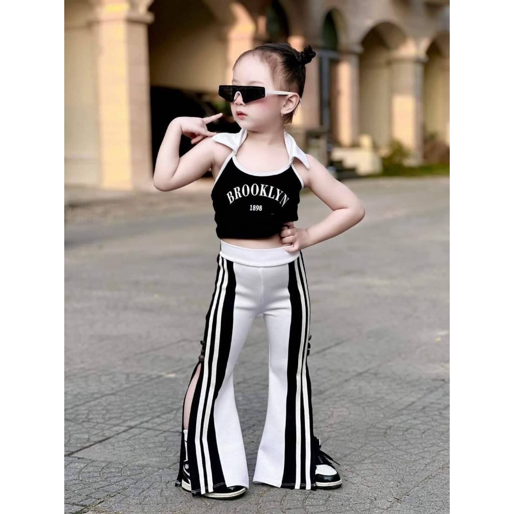 ชุดเซ็ทเด็กผู้หญิง 2 ชิ้น เสื้อคอปกคล้องคอ+กางเกงยาว เซ็กซี่ซู้ซ่า ไซส์ S,M,L,XL รหัส H909