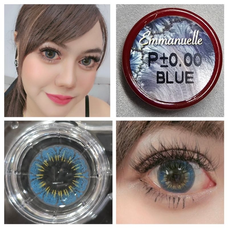 คอนแทคเลนส์ บิ๊กอาย เลนส์โต รุ่น Emmanuelle/Emquatier สีฟ้า/Blue มีค่าสายตาปกติ (0.00) เปลี่ยนแทนทุกเดือน