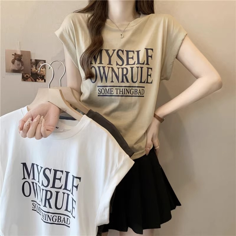 เสื้อยืดไม่มีแขนวินเทจผู้หญิง ที่กําลังฮิต Oversize เสื้อผ้าสาวอวบอ้วนไซส์ใหญ่ สไตล์ลำลอง เสื้อโอเวอร์ไซส์สไตล์เกาหลี