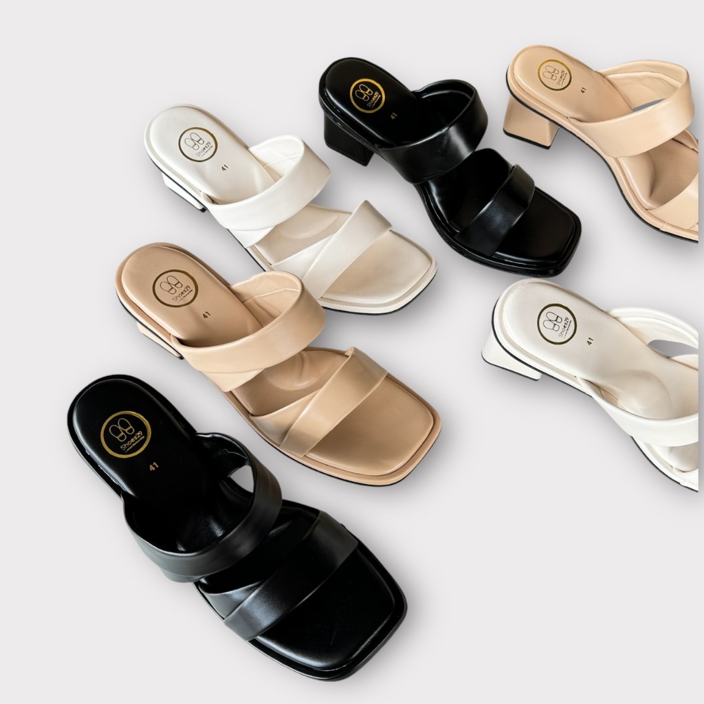 รองเท้าส้นสูง 2.5 นิ้ว รุ่น 2 ตอบสวมเรียบ CY9705 (Size 41-45) พื้นนุ่ม 2ชั้น มีฟองน้ำรับอุ้งเท้า รอง