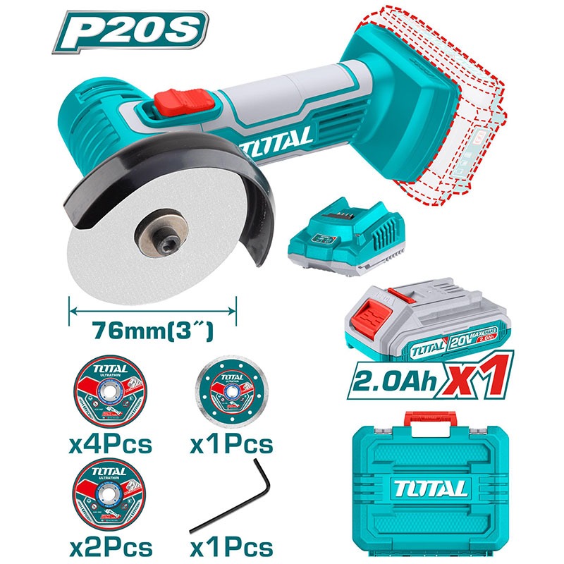 TOTAL เครื่องเจียร มินิ 3 นิ้ว ไร้สาย 20V รุ่นงานหนัก รุ่น TAGLI7601 / TAGLI76012