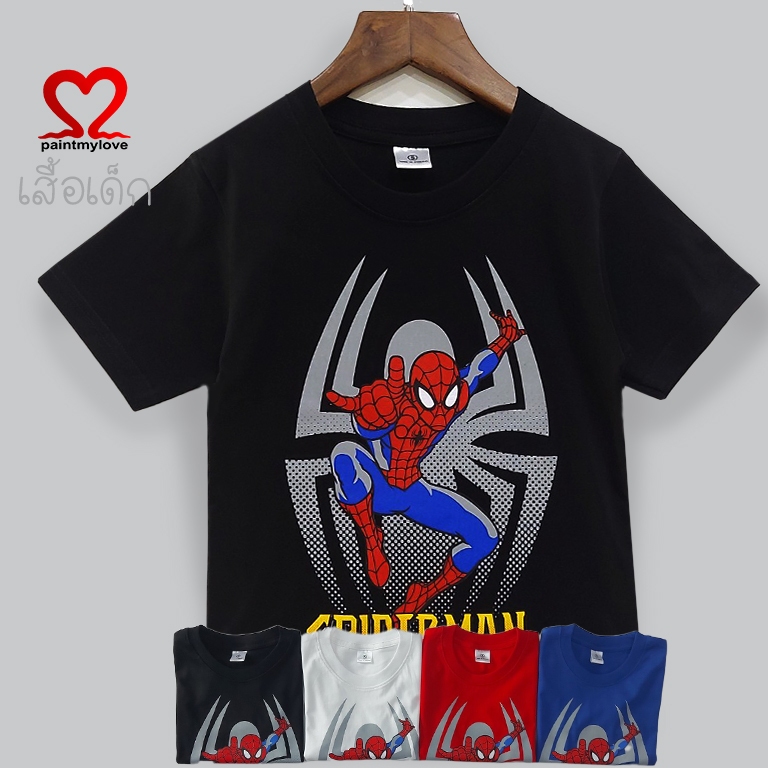 เสื้อยืดเด็ก spiderman เสื้อเด็กสไปเดอร์แมน ผ้าcotton100% (comp) ผ้านุ่มใส่สบาย  (6 เดือนถึง 12 ปี)