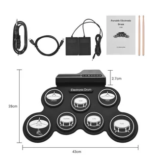 กลองชุด กลองไฟฟ้า กลองชุด 7 ชิ้น Electric Drum Pad Kit Digital Drum ทำจากซิลิโคนคุณภาพดี