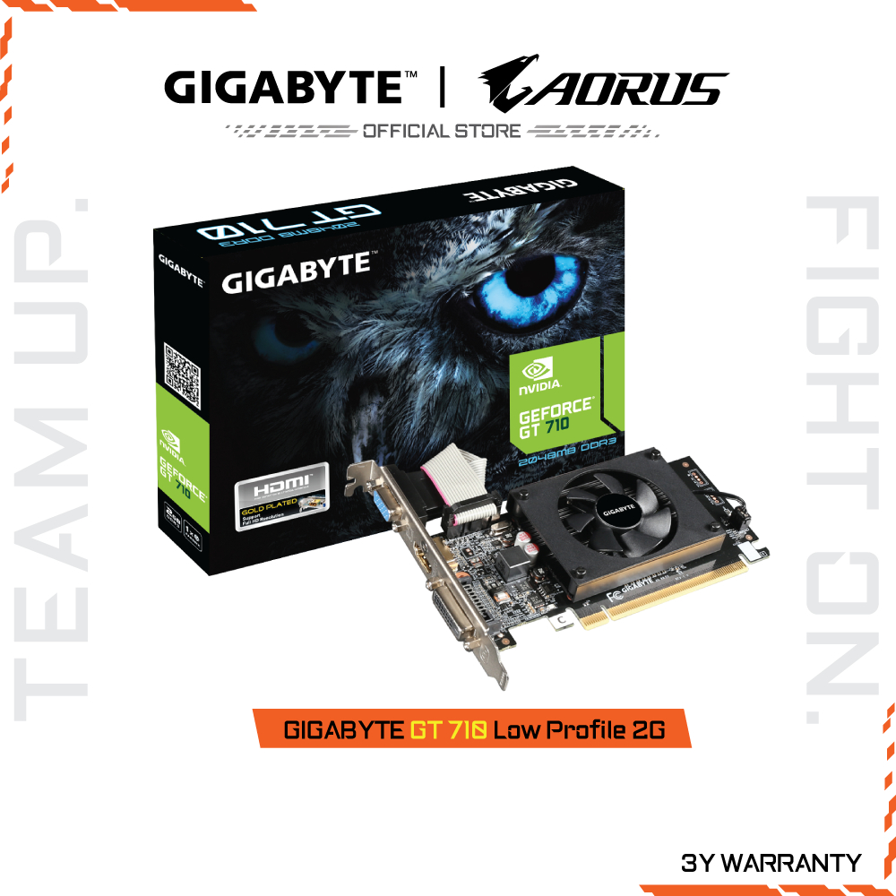 GIGABYTE GeForce GT 710 Low Profile 2G (VGA Card) GV-N710D3-2GL