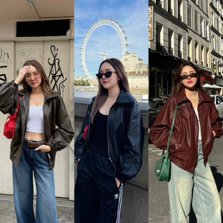 MALIMAYS - Long Leather Jacket แจ็คเก็ตหนังตัวยาว