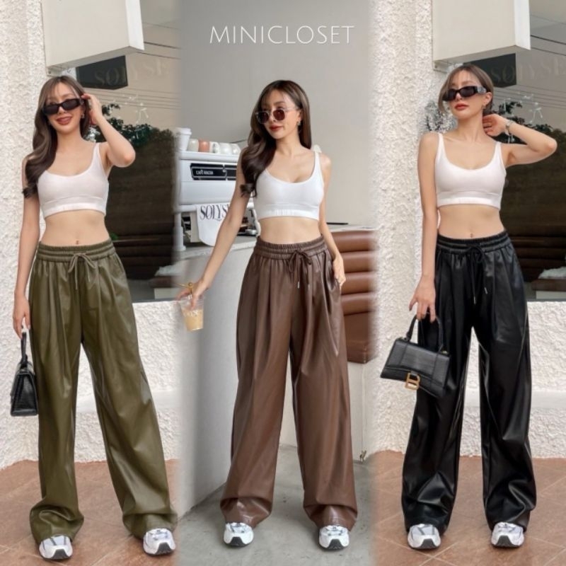 กางเกง​หนัง​ กันลม​ กันหนาว​ เอวยางยืด​ ใส่สบาย​ ใส่เที่ยวลุยได้หมด​ มี​ 3 สี