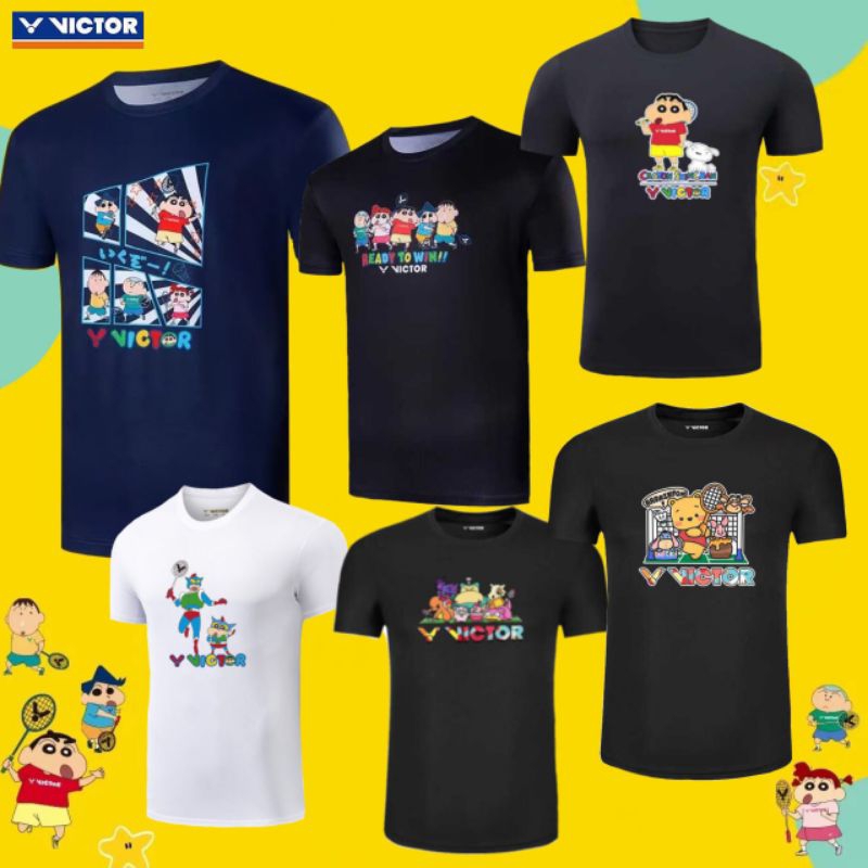 รวมเสื้อซ้อม เสื้อซ้อมแบดVictor ลายการ์ตูนชินจัง Shin chan หมีพลู Winnie-the-Pooh ผ้าดีงามแท้ โปเกมอน pokemonส่งจากไทย