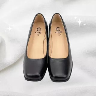 รองเท้าคัชชูหัวตัด 85-846 สีดำ พร้อมส่ง สูง 2 นิ้ว Size 36-45 ราคาถูกจากโรงงาน